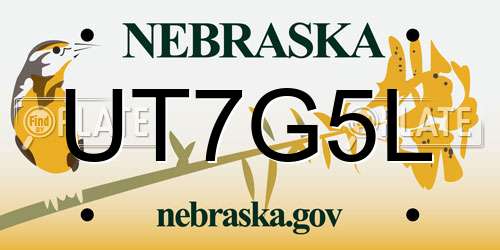 UT7G5L Nebraska License Plate