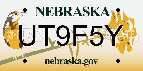 UT9F5Y Nebraska License Plate