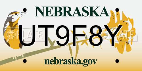 UT9F8Y Nebraska License Plate