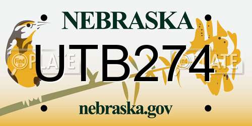 UTB274 Nebraska License Plate