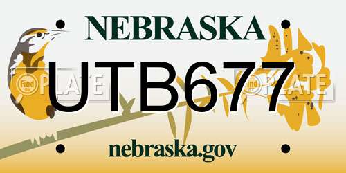 UTB677 Nebraska License Plate