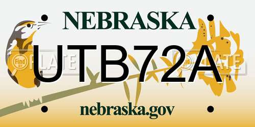 UTB72A Nebraska License Plate