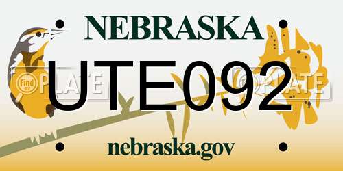 UTE092 Nebraska License Plate
