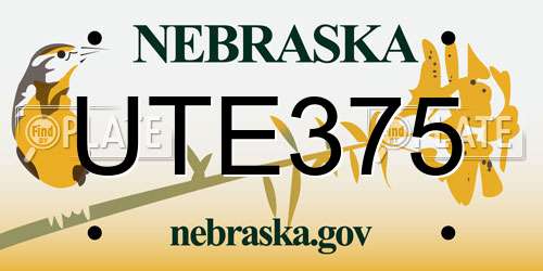 UTE375 Nebraska License Plate