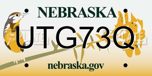 UTG73Q Nebraska License Plate