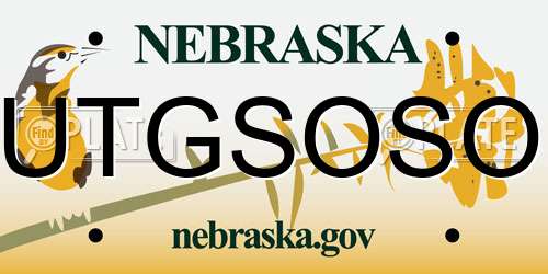UTGSOSO Nebraska License Plate