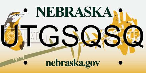 UTGSQSQ Nebraska License Plate