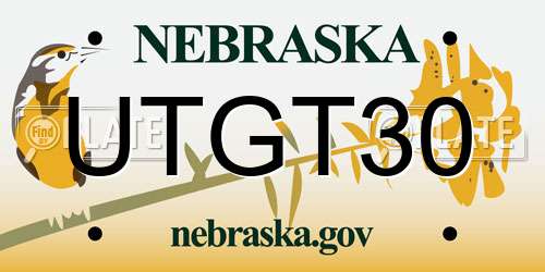 UTGT30 Nebraska License Plate