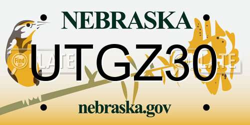 UTGZ30 Nebraska License Plate