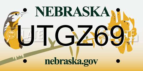 UTGZ69 Nebraska License Plate