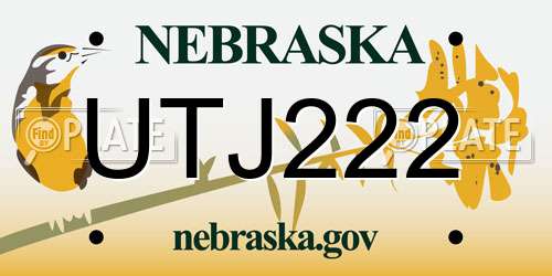 UTJ222 Nebraska License Plate