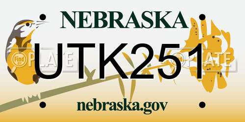 UTK251 Nebraska License Plate