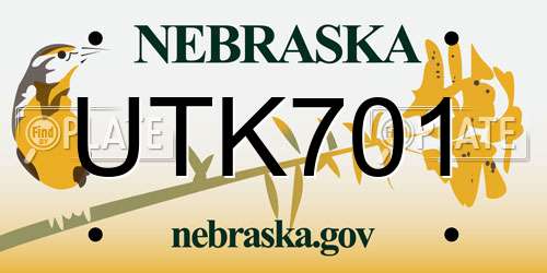 UTK701 Nebraska License Plate
