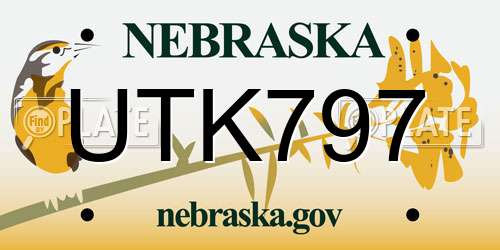 UTK797 Nebraska License Plate