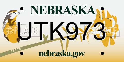 UTK973 Nebraska License Plate