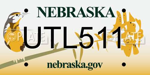 UTL511 Nebraska License Plate