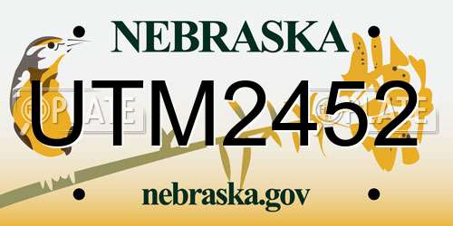UTM2452 Nebraska License Plate