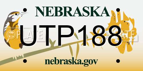 UTP188 Nebraska License Plate