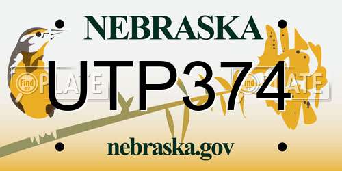 UTP374 Nebraska License Plate