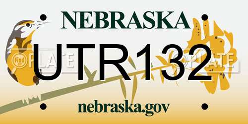 UTR132 Nebraska License Plate