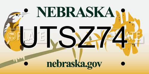 UTSZ74 Nebraska License Plate