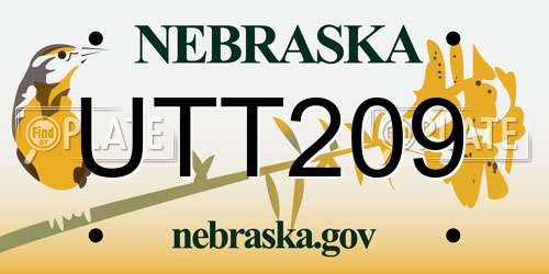UTT209 Nebraska License Plate
