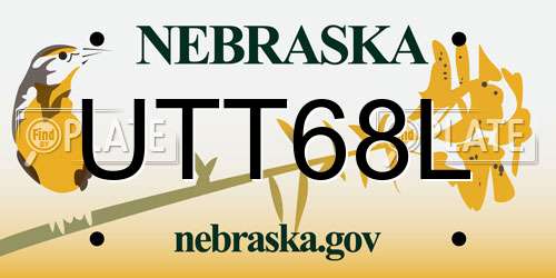 UTT68L Nebraska License Plate
