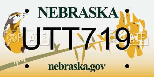 UTT719 Nebraska License Plate