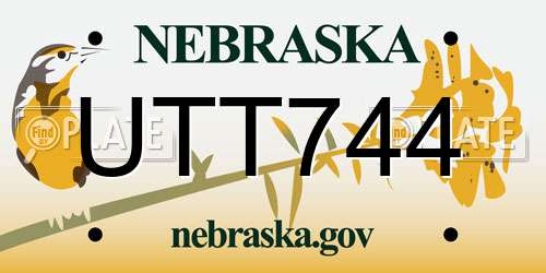 UTT744 Nebraska License Plate