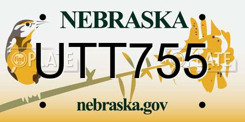UTT755 Nebraska License Plate