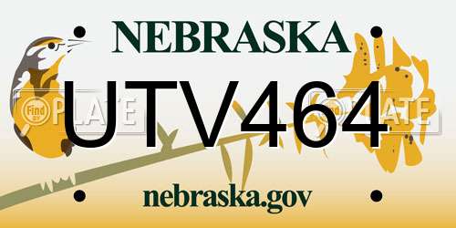 UTV464 Nebraska License Plate