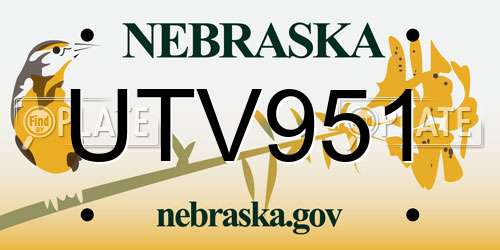 UTV951 Nebraska License Plate