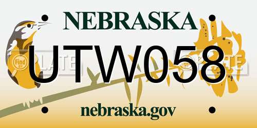 UTW058 Nebraska License Plate