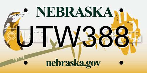 UTW388 Nebraska License Plate