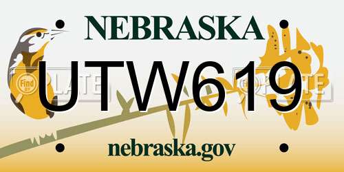 UTW619 Nebraska License Plate