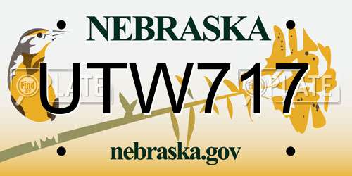 UTW717 Nebraska License Plate