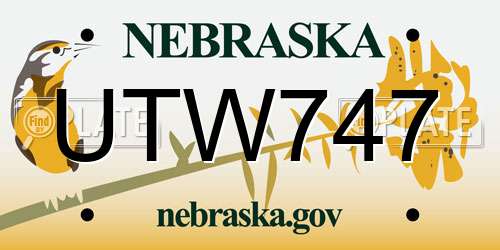 UTW747 Nebraska License Plate