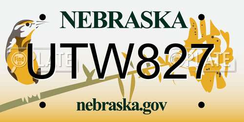 UTW827 Nebraska License Plate