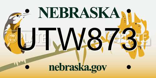 UTW873 Nebraska License Plate