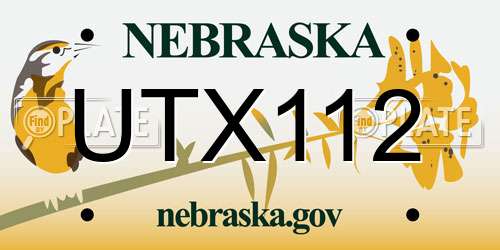 UTX112 Nebraska License Plate