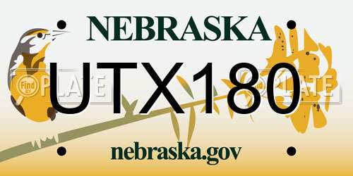 UTX180 Nebraska License Plate