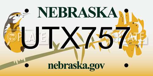 UTX757 Nebraska License Plate