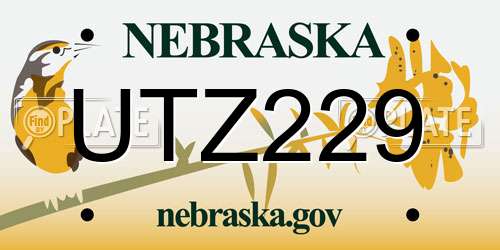 UTZ229 Nebraska License Plate