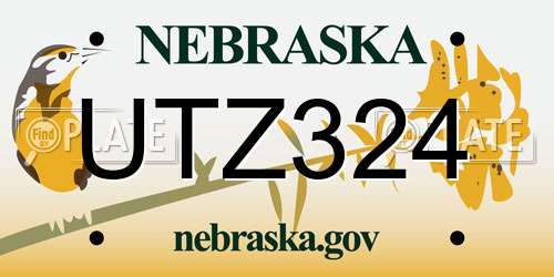 UTZ324 Nebraska License Plate