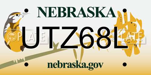 UTZ68L Nebraska License Plate