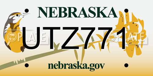 UTZ771 Nebraska License Plate