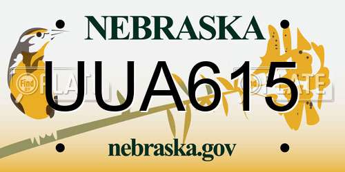 UUA615 Nebraska License Plate