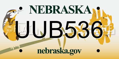 UUB536 Nebraska License Plate