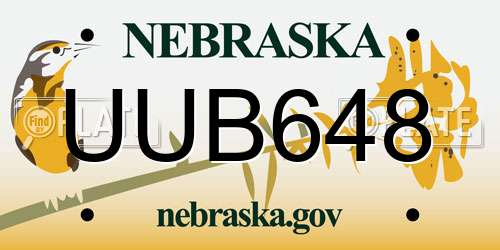 UUB648 Nebraska License Plate