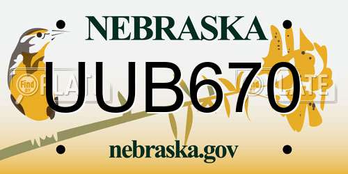 UUB670 Nebraska License Plate